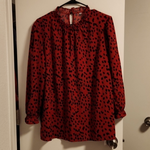 Printed ruffle high neck blouse - Picture 6 of 7